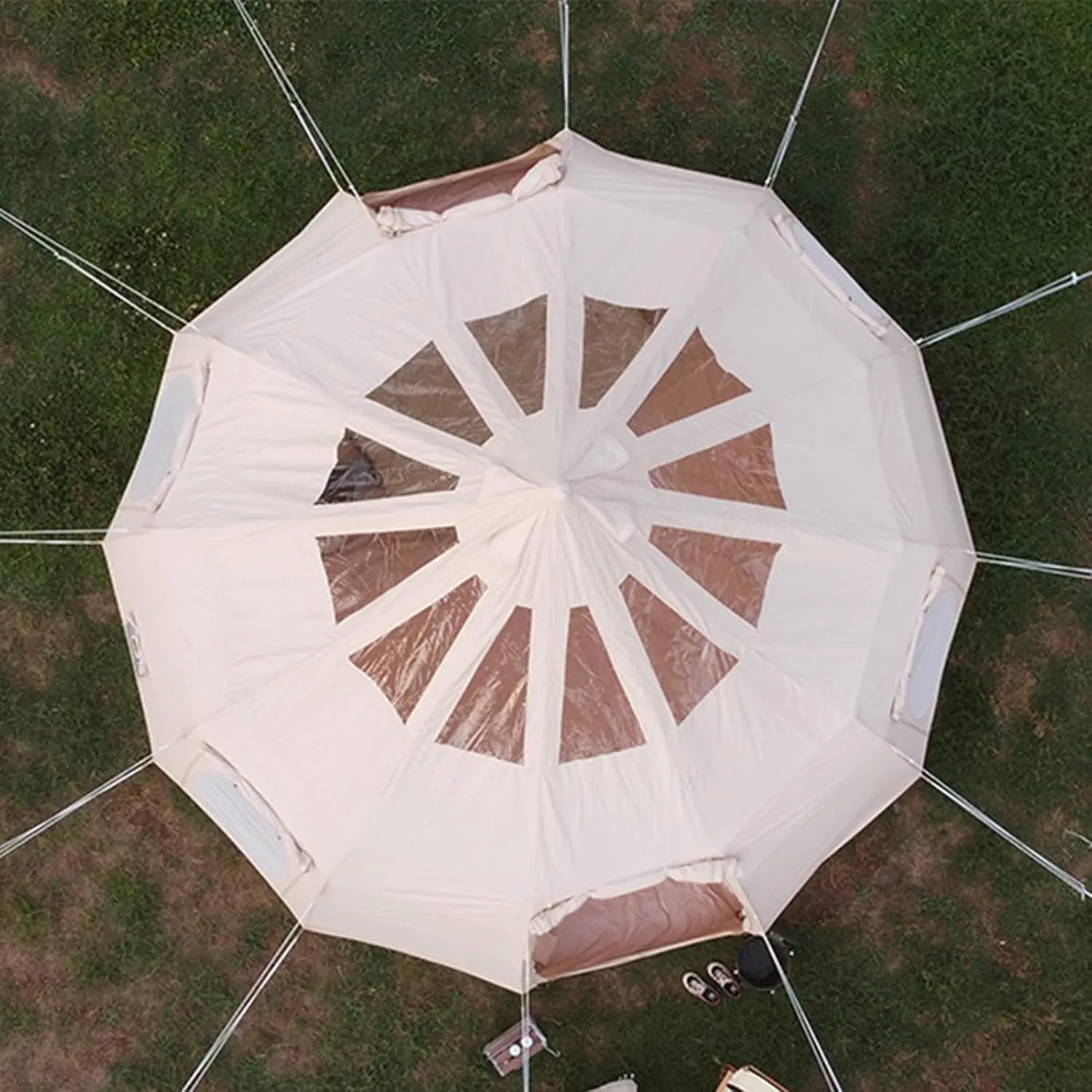 Cotton Canvas Family Camping Tent for 8-10 Person, 4 Season Glamping Tent, Hot Tent with Stove Jack Yurt Tipi, Teepee Tent, 500x500x315cm, Beige