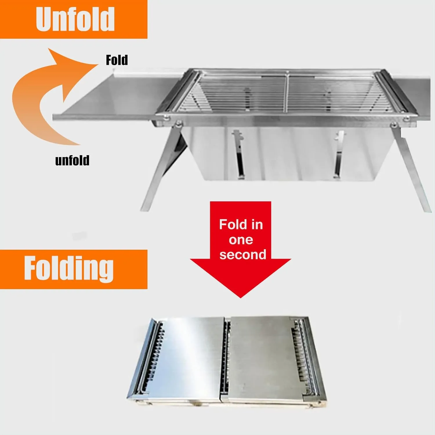 COYOUCO Portable Stainless Steel Folding BBQ Grill Rack with Shelf - Portable Backpacking Stove Campfire Camping Grill for Outdoor Cooking Hiking Backpacking Picnic BBQ Travel,Small