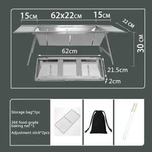 COYOUCO Portable Stainless Steel Folding BBQ Grill Rack with Shelf - Portable Backpacking Stove Campfire Camping Grill for Outdoor Cooking Hiking Backpacking Picnic BBQ Travel,Small