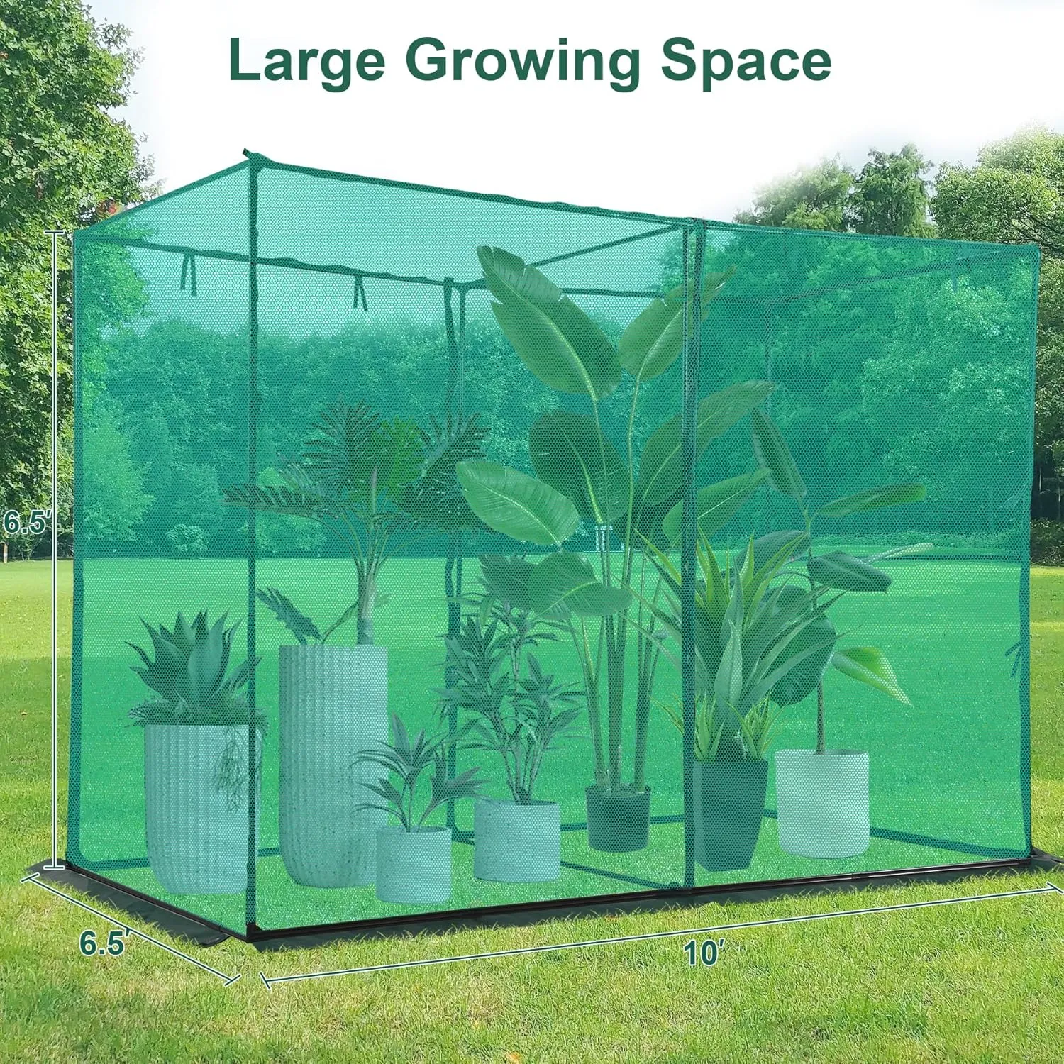 Crop Cage Plant Protection Tent 6.5 x 10 x 6.5 Feet, Easy to Install Protection Garden Cages, Crop Cages with Storage Bag Suitable for Garden Patio Lawn