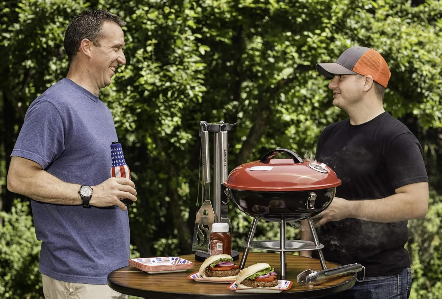 Cuisinart 14" Inch BBQ, 14" x 14" x 15", Portable Charcoal Grill, (Red), CCG-190RB