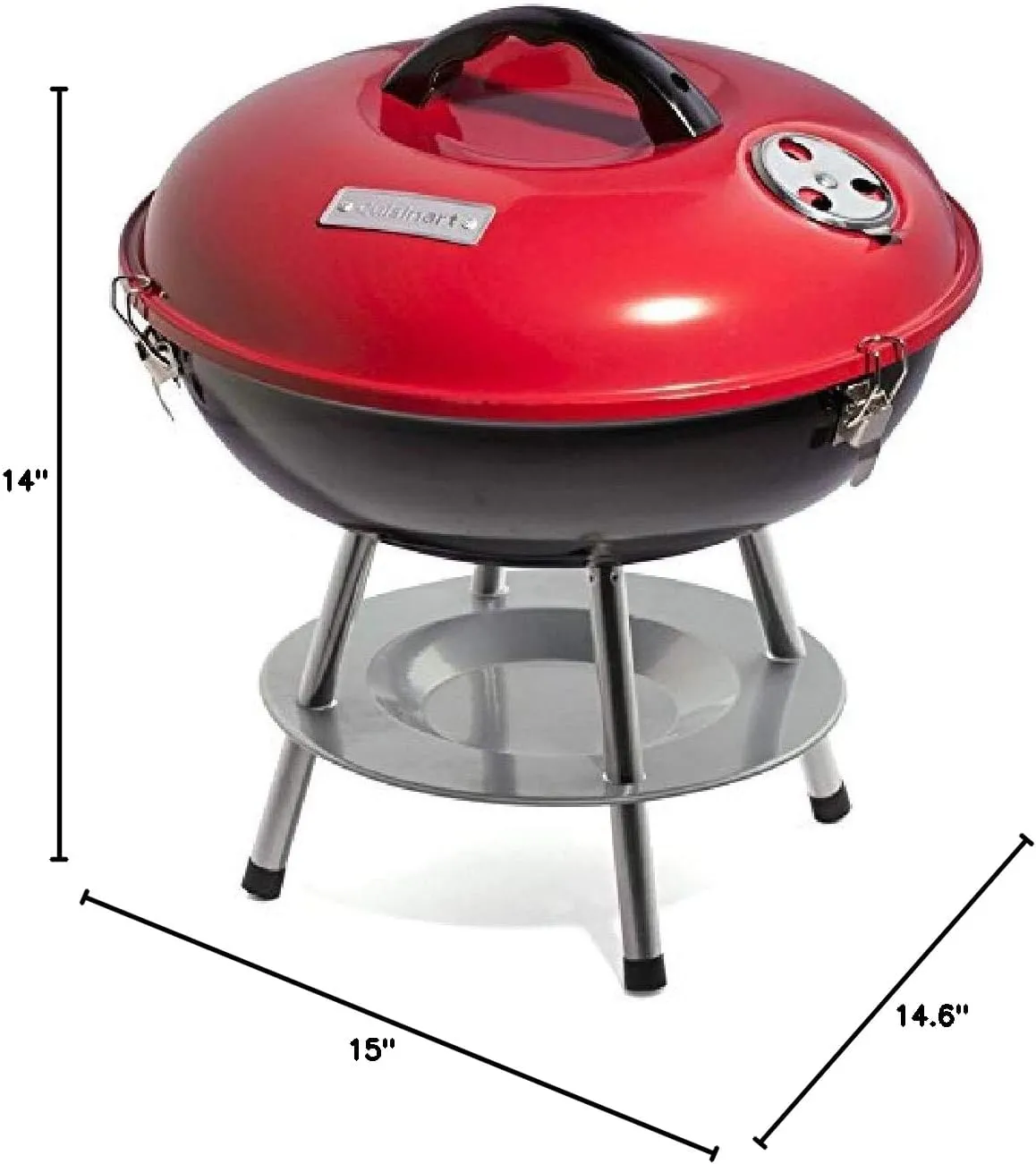 Cuisinart 14" Inch BBQ, 14" x 14" x 15", Portable Charcoal Grill, (Red), CCG-190RB