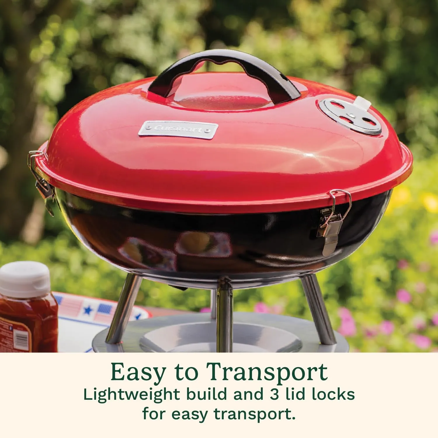 Cuisinart 14" Inch BBQ, 14" x 14" x 15", Portable Charcoal Grill, (Red), CCG-190RB