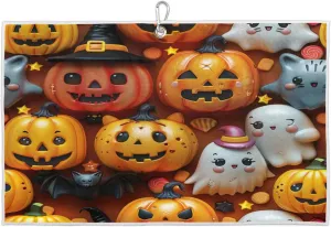 Cute Pumpkins Golf Towel with Heavy Duty Carabiner Clip Quick Dry Ultra Absorbent Club Ball Cleaning Towel Golf Accessories for Men Women