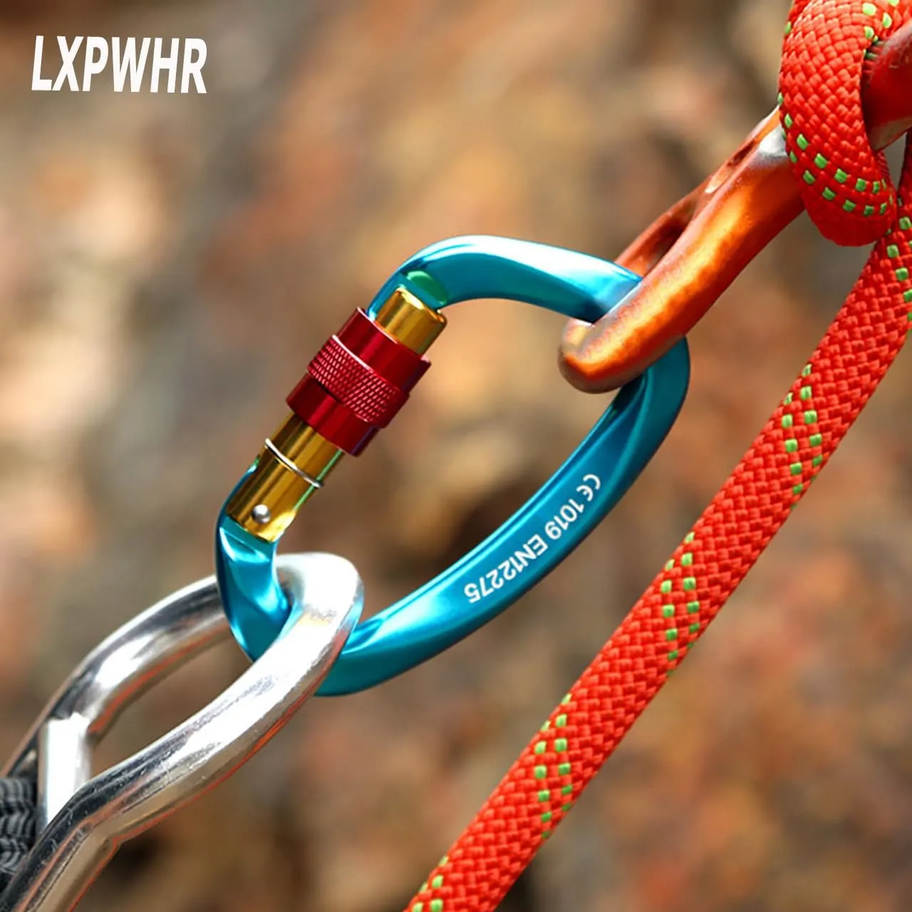 D Shape Carabiner 25KN Heavy Duty Climbing Mountaineer Expanding exploratory Caverns Connection Protection Locking Carabiner Clip Carabiner Screw Lock Hammock Camping Outdoor Equipment