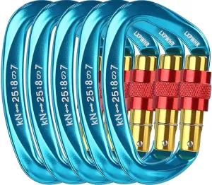 D Shape Carabiner 25KN Heavy Duty Climbing Mountaineer Expanding exploratory Caverns Connection Protection Locking Carabiner Clip Carabiner Screw Lock Hammock Camping Outdoor Equipment