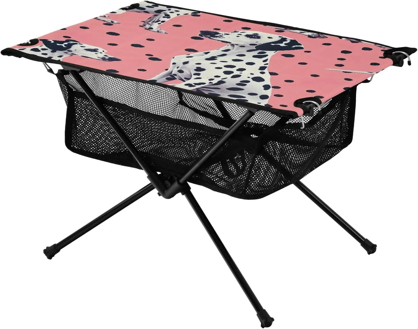 Dalmatian Dog Pattern Portable Folding Camping Table, Compact Lightweight Beach Table with Carrying Bag for Outdoor Picnics, BBQs, Camp