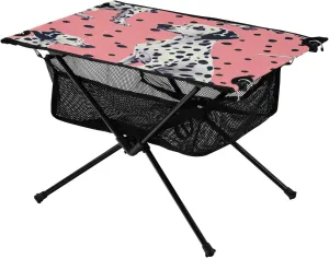 Dalmatian Dog Pattern Portable Folding Camping Table, Compact Lightweight Beach Table with Carrying Bag for Outdoor Picnics, BBQs, Camp