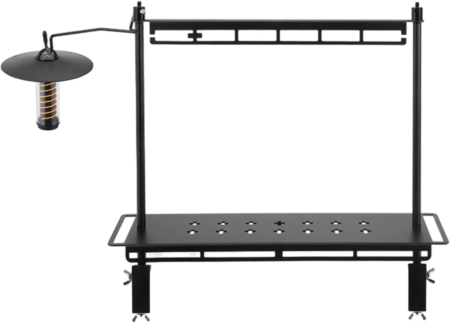Display Rack, Camping Foldable Storage Rack, Multifunctional Aluminum Lightweight Folding Table Stand, with Lantern Stand, Sturdy Portable Folding Shelf Rack Organizer (A)