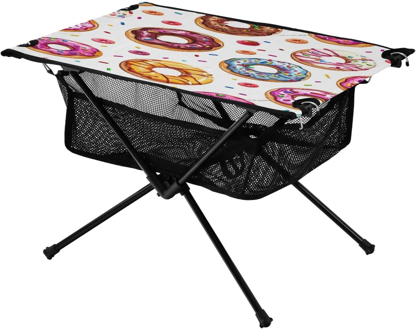 Doodle Colourful Donuts Portable Camping Table,Outdoor Folding Table,Beach Table,Suitable for Camping,Hiking,Picnic