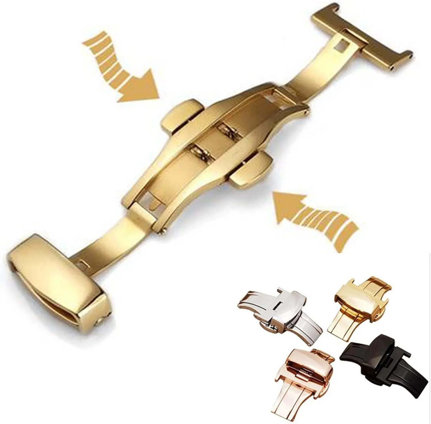 Double Click Stainless Steel Strap Button 10 12 14 16 18 20 22 24mm High Grade Automatic Accessories Butterfly Deployment Buckle Table buckle