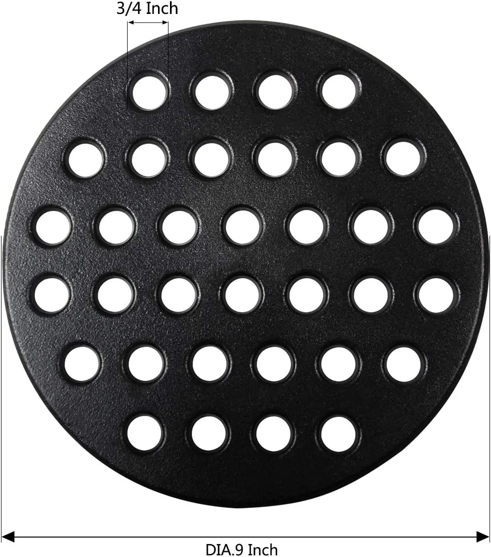 Dracarys Round cast Iron fire Grate, BBQ high Heat Charcoal Plate for Large Big Green Egg fire Grate Bottom Grate Grill Parts Charcoal Grate Replacement Parts Big Green Egg l accessories-9inch