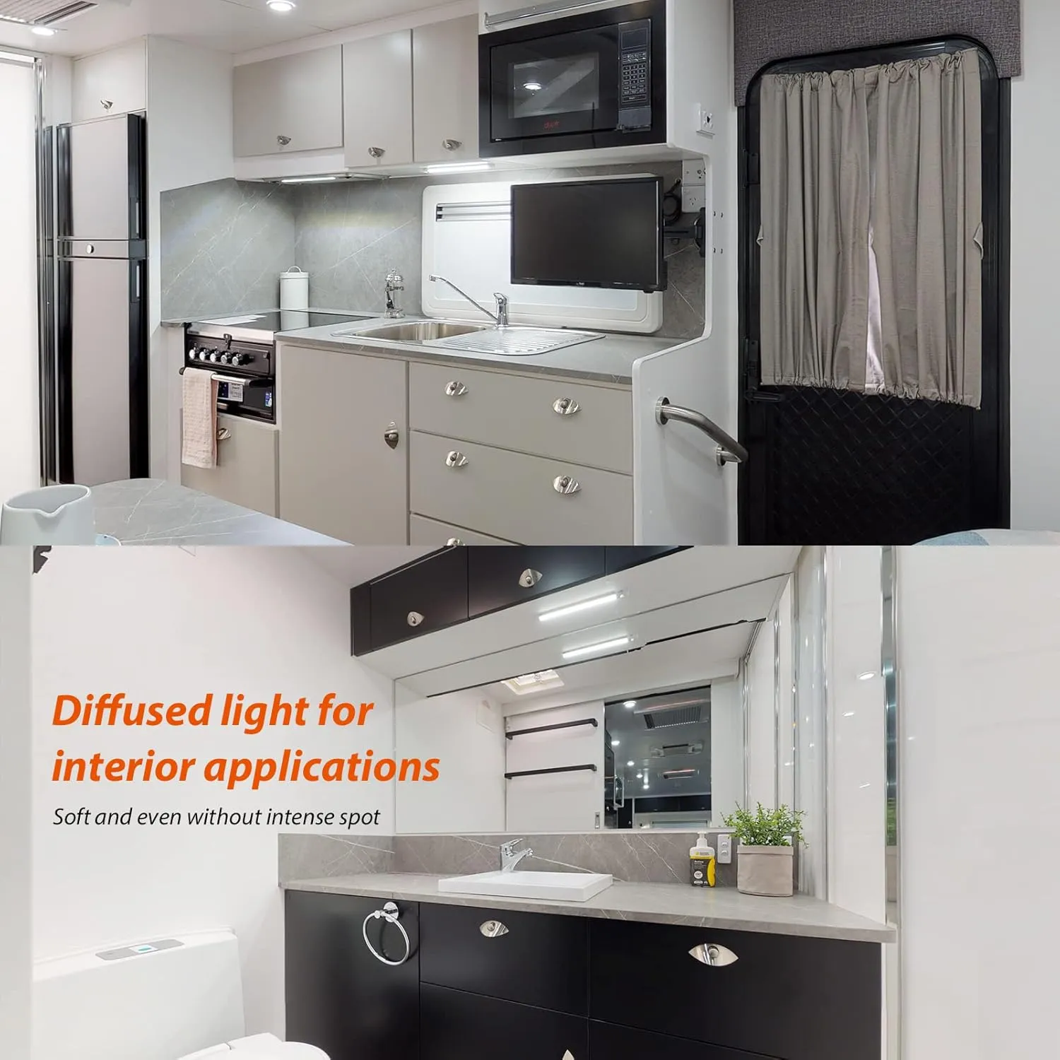 Dream Lighting 12V LED Under-Cabinet Strip Light with Switch for RV Motorhome Trailer Boat Interior Kitchen Cabin, 12" Cool White Pack of 2