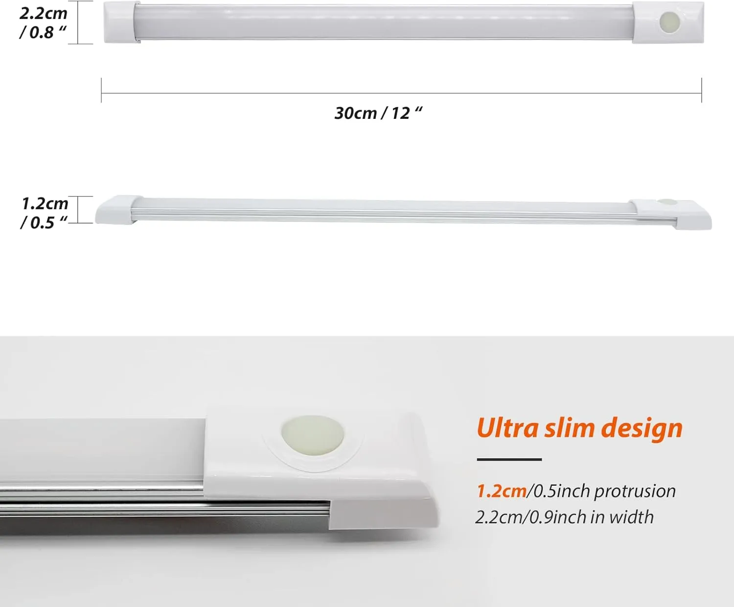Dream Lighting 12V LED Under-Cabinet Strip Light with Switch for RV Motorhome Trailer Boat Interior Kitchen Cabin, 12" Cool White Pack of 2