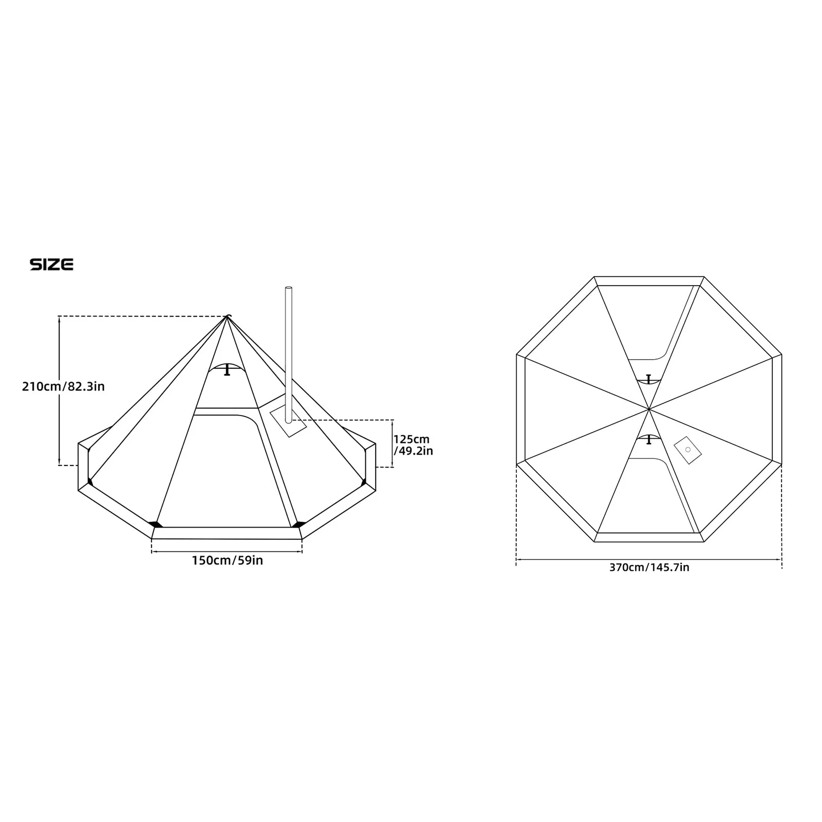 DS005 Hot Tent with Stove Jack Winter Tent 4 Season Tent 3-4 Person 4.8lb Lightweight Water & Wind-Resistant