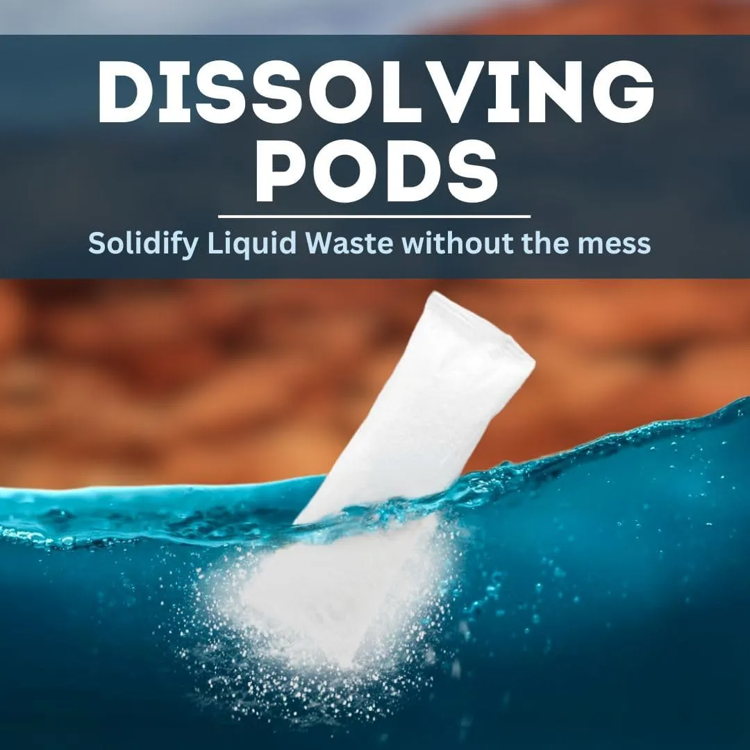 Eco Gel Pods Porta-a-Potty Portable Toilet Powder - Quick Poo Gel Solidification and Absorbent for Solid Waste & Urine While Camping, Hiking, Traveling or Emergencies