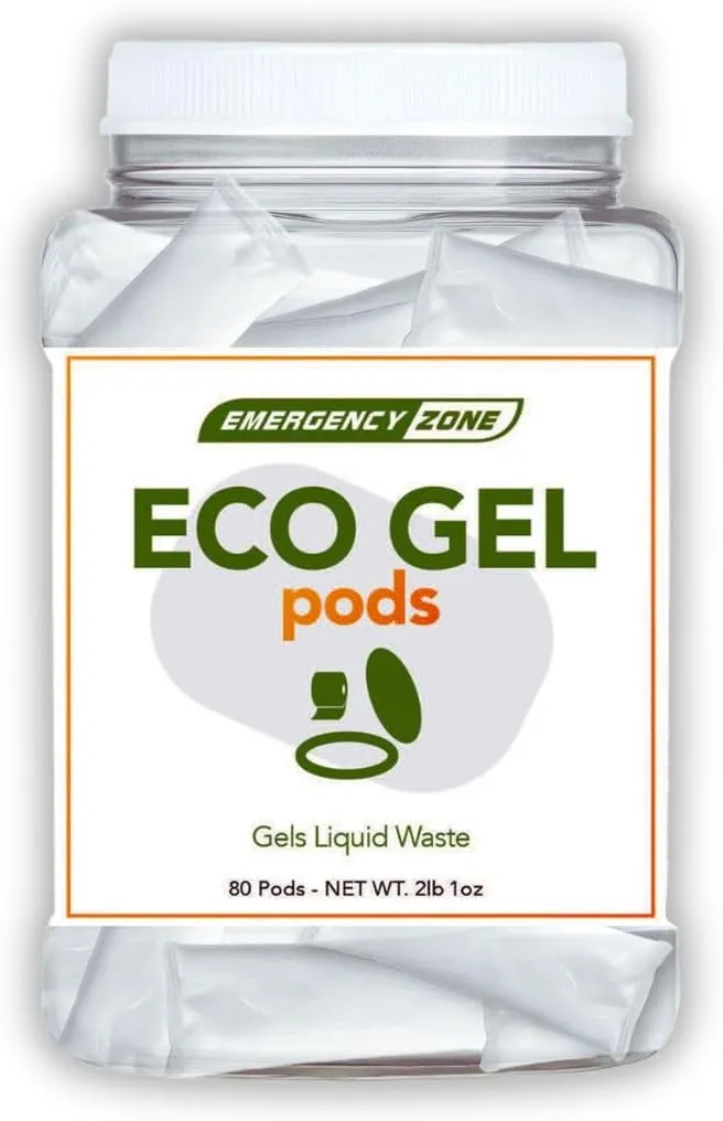 Eco Gel Pods Porta-a-Potty Portable Toilet Powder - Quick Poo Gel Solidification and Absorbent for Solid Waste & Urine While Camping, Hiking, Traveling or Emergencies