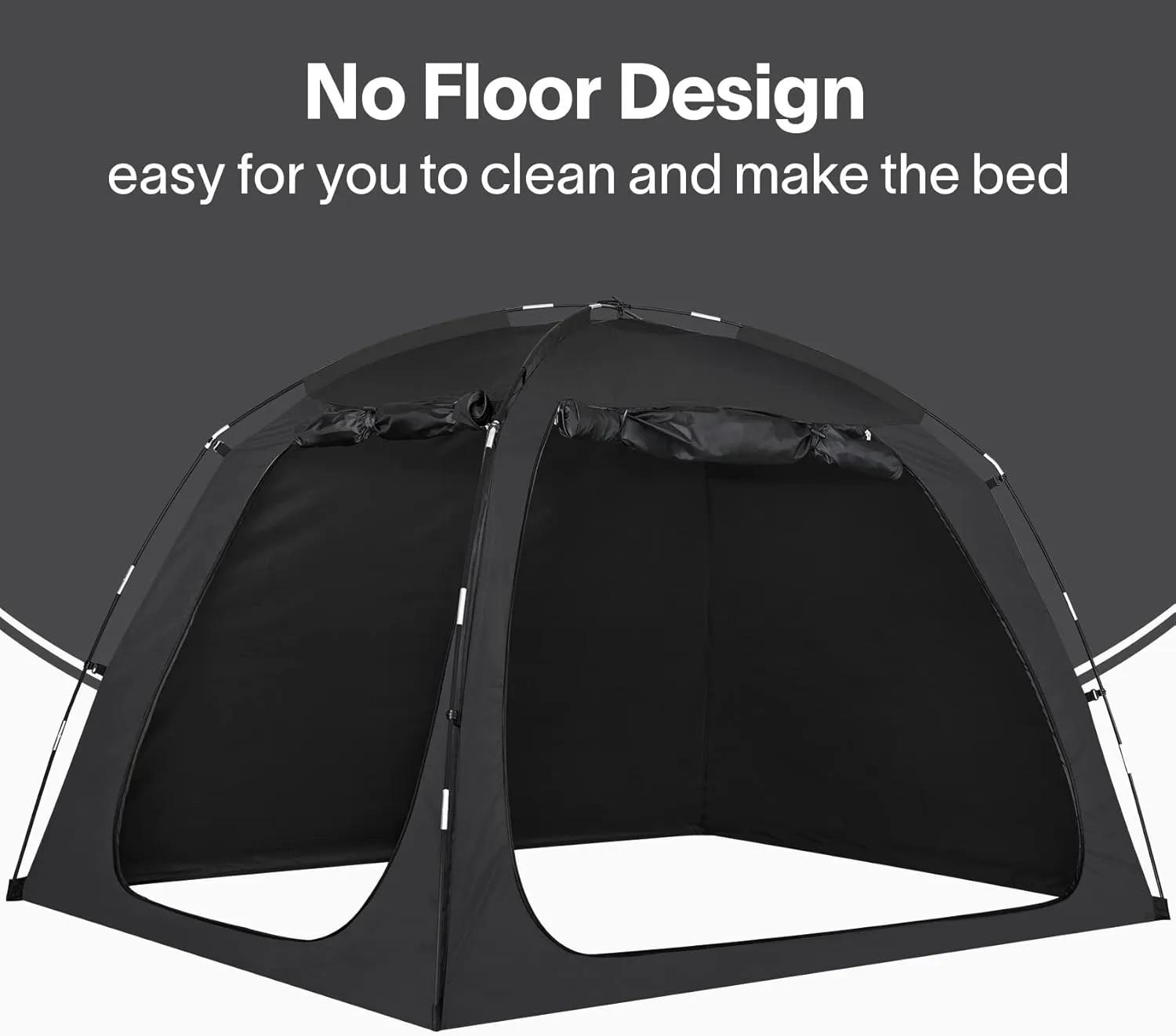 EighteenTek Bed Tent Full Size Bed Canopy, Light Reducing Sleeping Tent Lightweight Portable Indoor Tent Breathable Privacy Space on Bed with 2 Doors for Adults Kids Autism (Full, Black)