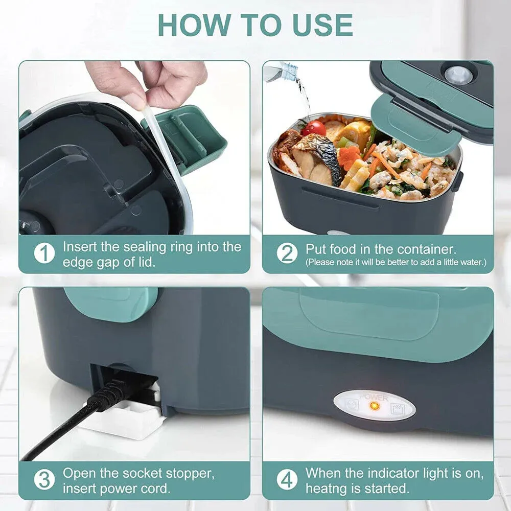 Electric Lunch Box - Heated Lunch Boxes for Adults Portable Food Warmer Lunch Container Travel Mens Lunch Boxes for Work Travel
