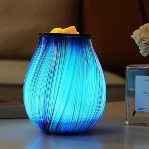 Electric Wax Melt Burner Art Glass Scented Candle Warmer with Timer and 7 led Color Changing Removable Silicone Dish for Wax Melts Fragrance Oil Night Light Candle Warmer for Home
