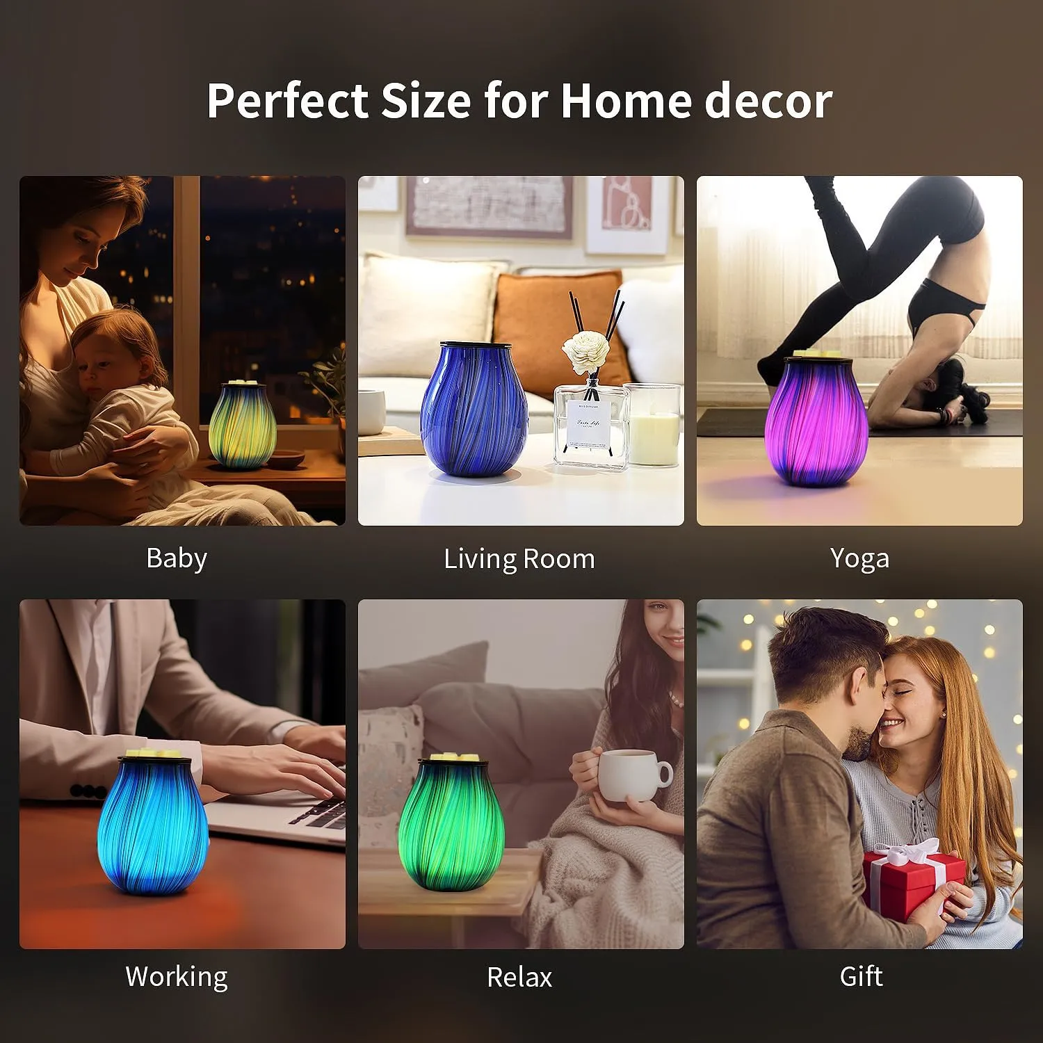 Electric Wax Melt Burner Art Glass Scented Candle Warmer with Timer and 7 led Color Changing Removable Silicone Dish for Wax Melts Fragrance Oil Night Light Candle Warmer for Home