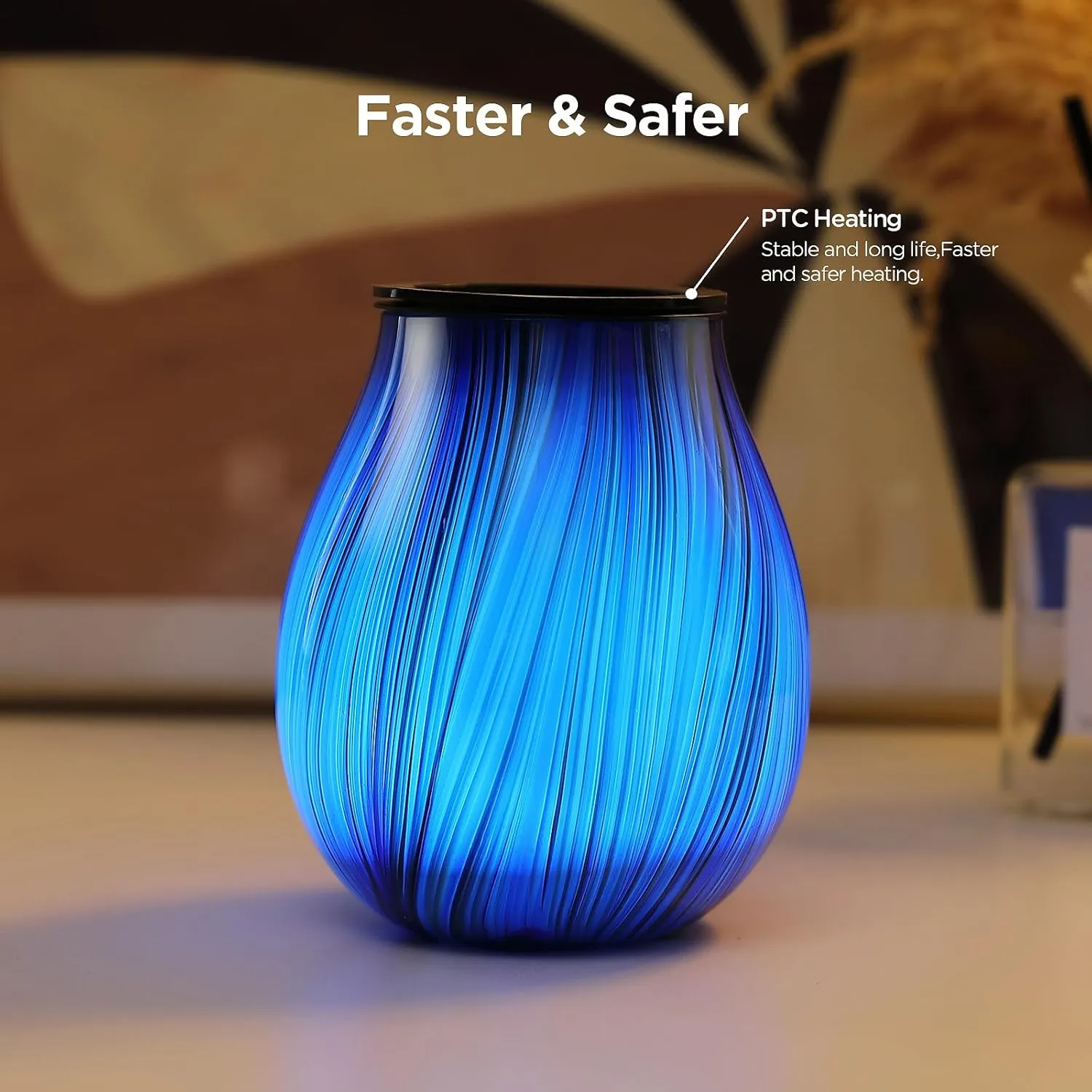 Electric Wax Melt Burner Art Glass Scented Candle Warmer with Timer and 7 led Color Changing Removable Silicone Dish for Wax Melts Fragrance Oil Night Light Candle Warmer for Home