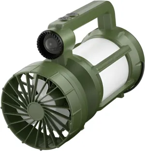 [Ellniges] LED Camping Lantern with Fan - 200 Lumens, 8H Runtime, Foldable & Waterproof for Outdoor, Hiking, Emergency Use (Battery/Solar Powered)