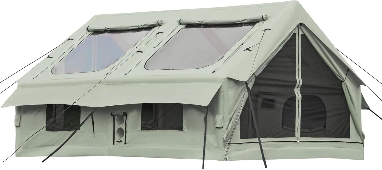 EROMMY 13X9.8FT Inflatable Tents for Camping, 9 People Easy to Build Oxford Cloth Large Sunroof and Good Ventilation Four Seasons Available,Green