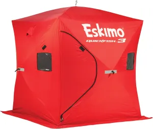 Eskimo 69143 Quickfish 3 Pop-Up Portable Hub-Style Ice Fishing Shelter, 34 Square Feet of Fishable Area, 3 Person Shelter