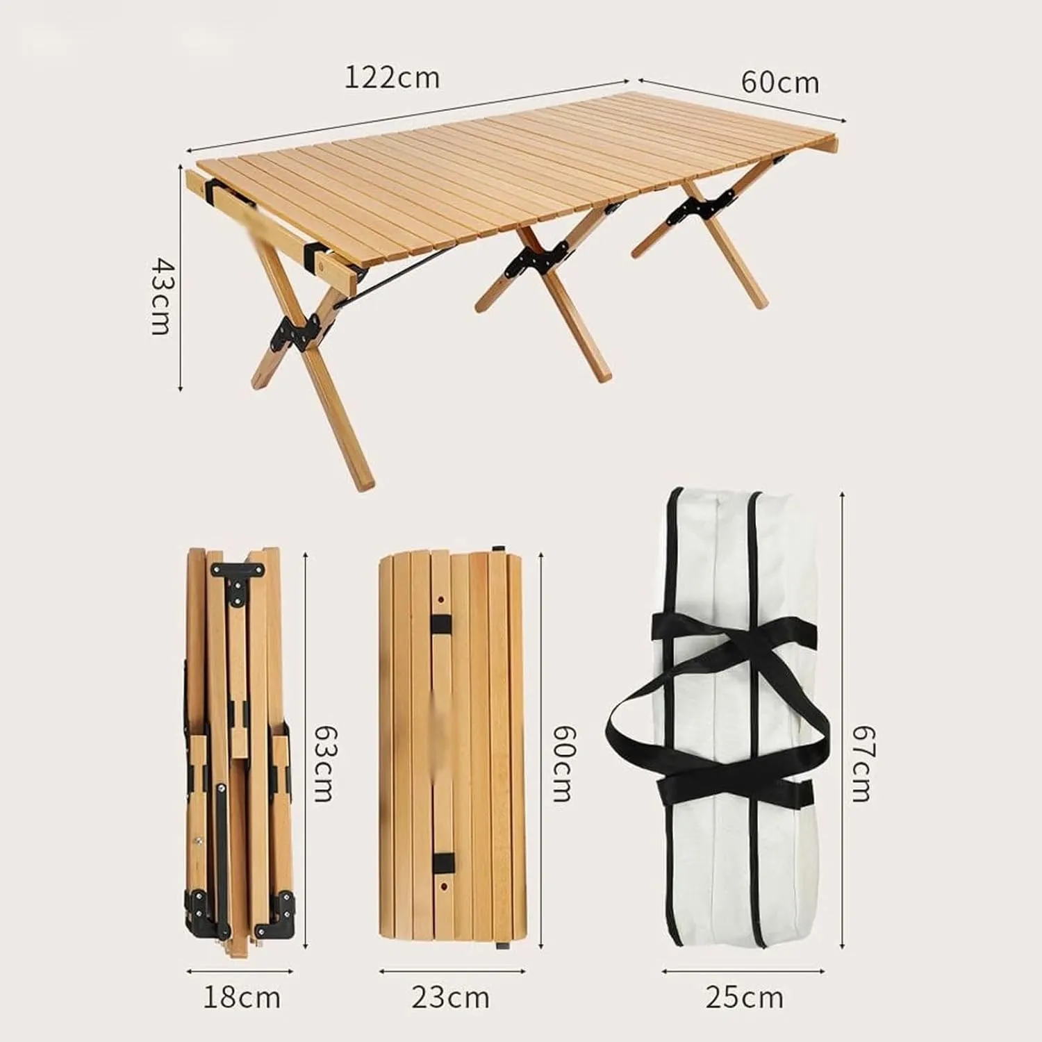 esmen Outdoor Folding Camping Table,Portable Roll Up Folding Table,Beach Table,Camping Picnic Table for Beach,Camping,Picnic,Travel