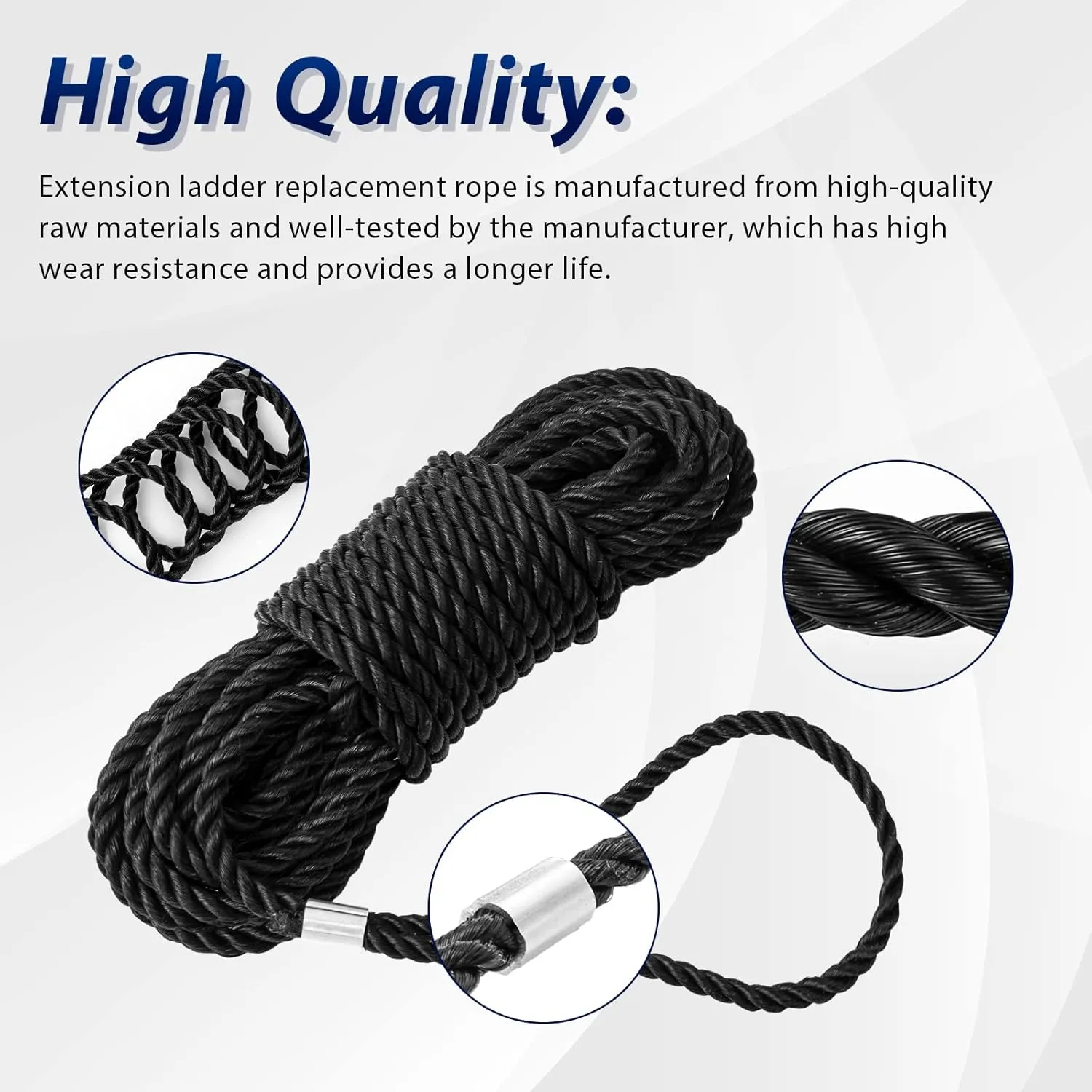 Extension Ladder Rope Replacement Compatible with Werner AC30-2 Extension Ladder Replacement Ropes Part Accessories for All Extension Ladders Up to 40 Foot with Single Pulley - 1 Pack