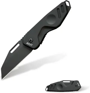 Extrema Ratio - ANT (Black) Folding Knife, Bohler N690 steel blade hardened to 58 HRC, black burnished finish, compact design, smooth aluminum handle, Italian craftsmanship