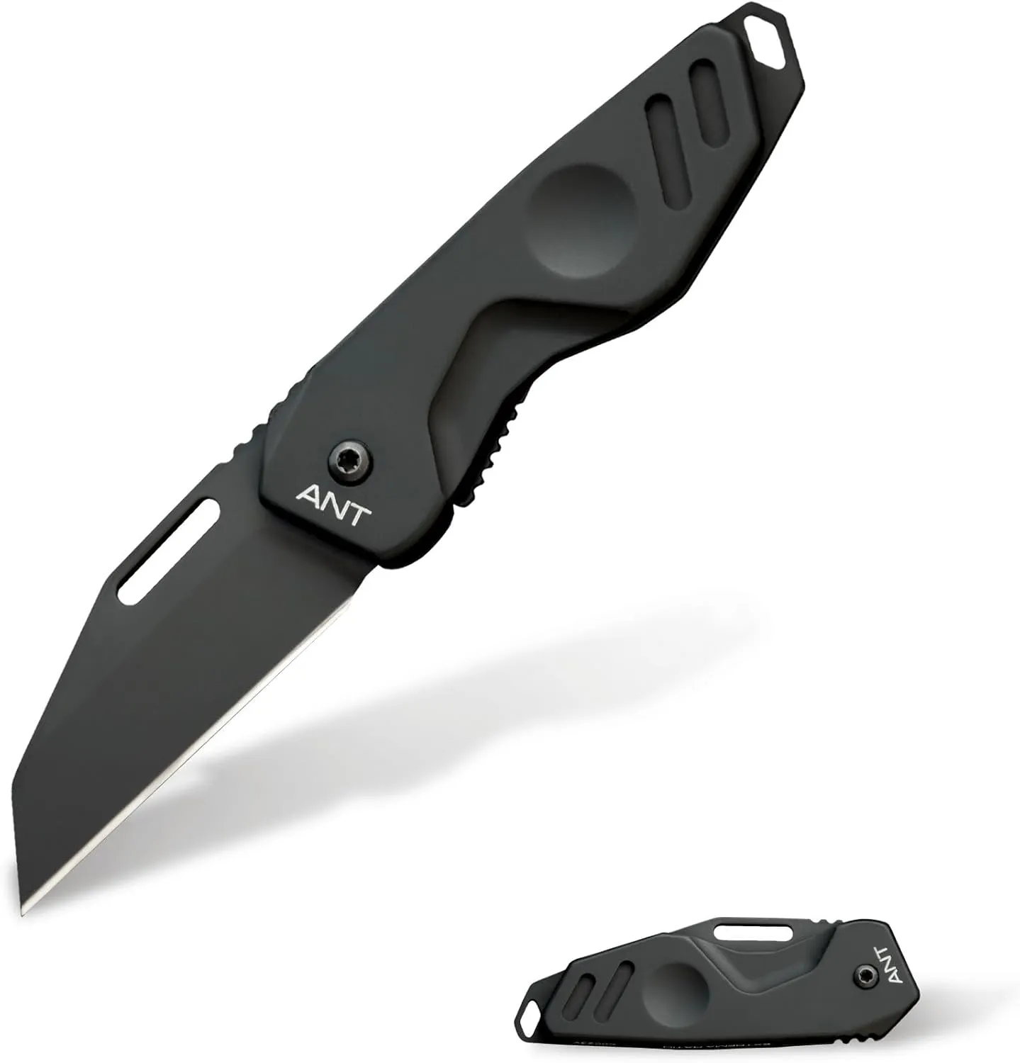 Extrema Ratio - ANT (Black) Folding Knife, Bohler N690 steel blade hardened to 58 HRC, black burnished finish, compact design, smooth aluminum handle, Italian craftsmanship