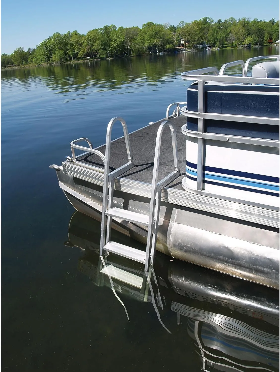 Extreme Max 3005.3377 Heavy-Duty Aluminum Pontoon & Dock Ladder with 15.75" Wide Steps - 3-Step, 300 lbs. Weight Capacity