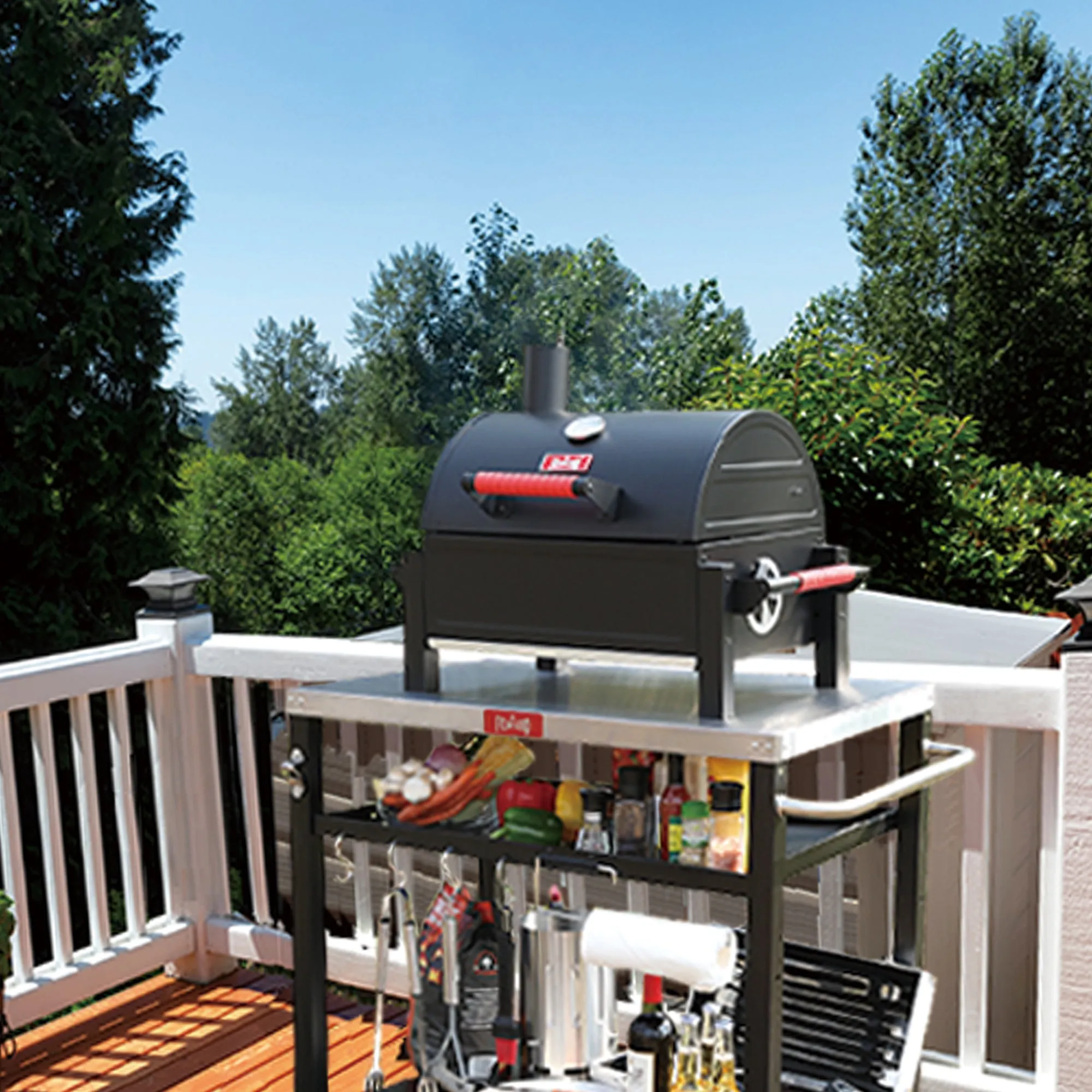 FEASTO Portable Charcoal Grill with Two Silicone Holding Handles Tabletop grilling with 354 Square Inches Cooking Area  Convenient for outdoor Camping and Picnic Black L26.8’’x W20’’x H21.3’’