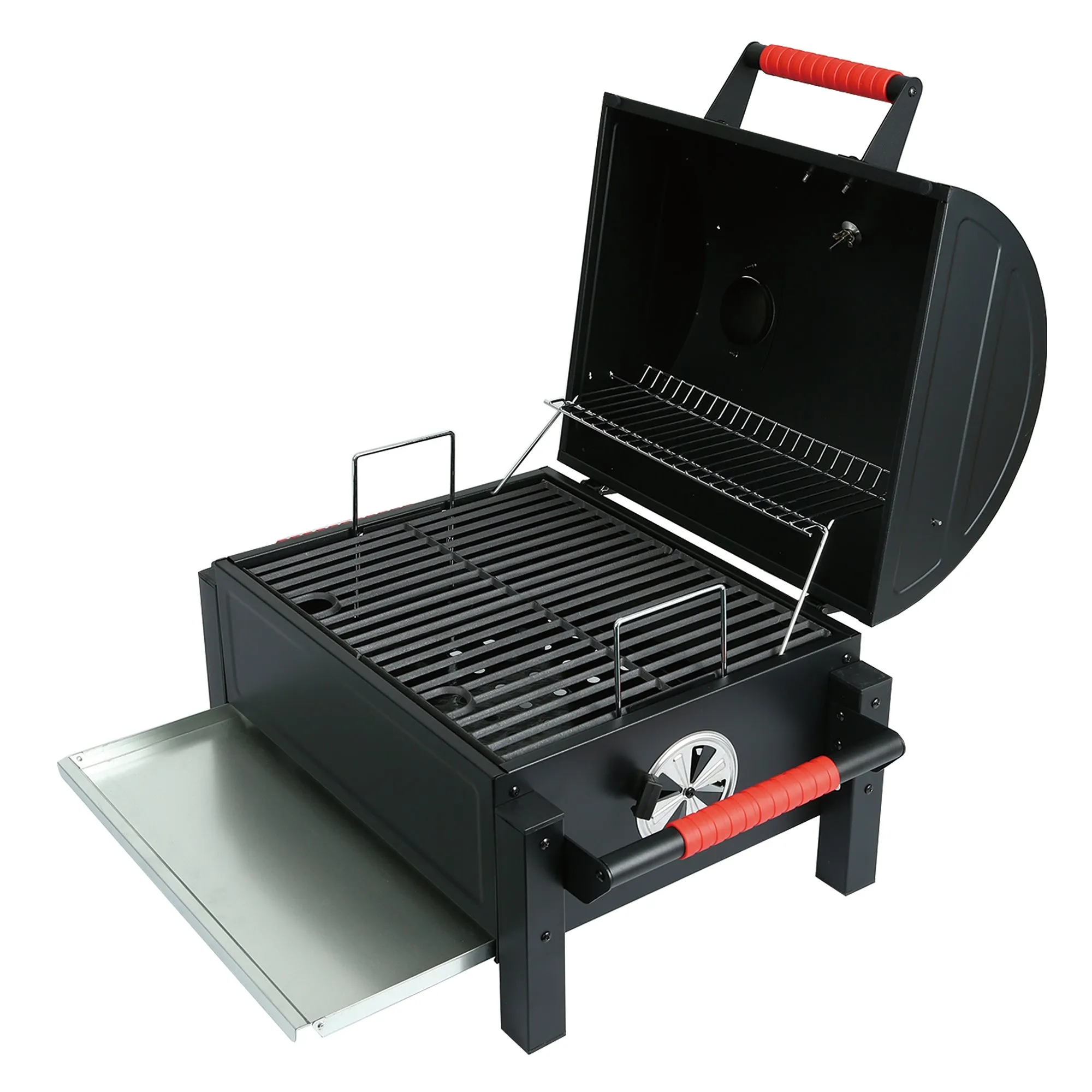 FEASTO Portable Charcoal Grill with Two Silicone Holding Handles Tabletop grilling with 354 Square Inches Cooking Area  Convenient for outdoor Camping and Picnic Black L26.8’’x W20’’x H21.3’’