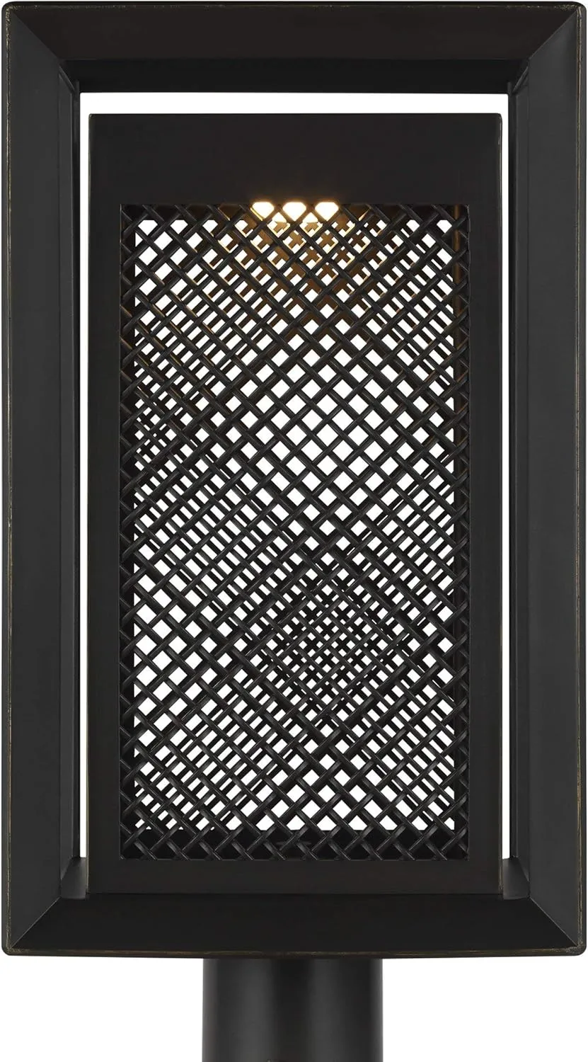 Feiss OL15107ANBZ-L1 Milton Modern Stone Strong Outdoor Post, 1-Light, 14 Watts, Antique Bronze (19"H x 10"L)