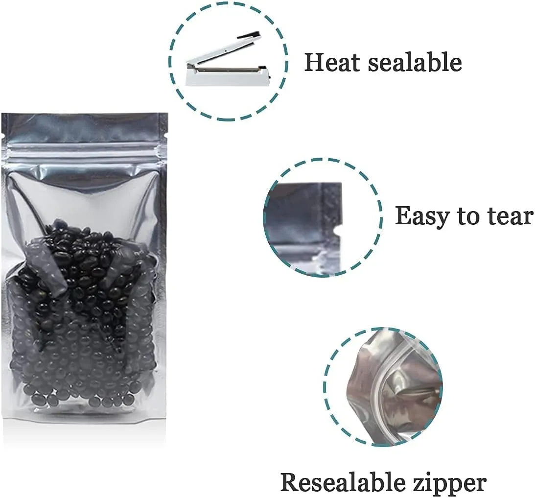 FERENLI 1000 Pieces Stand Up Clear for Zip Resealable Aluminum Lock Mylar Foil Plastic Packaging Bag Zipper Lock Heat Seal with Tear Notch Long Term Food Storage (3.5x5.5 inch)