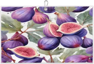 Ficus Carica Golf Towel with Heavy Duty Carabiner Ultra Absorbent Quick Dry Perfect for Cleaning Clubs Balls Gear Essential Golf Accessory for Men Women Kids