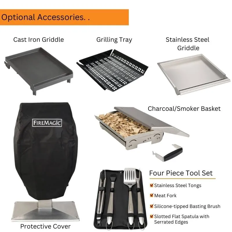 Fire Magic 24" Stainless Steel Post Mount Charcoal Grill