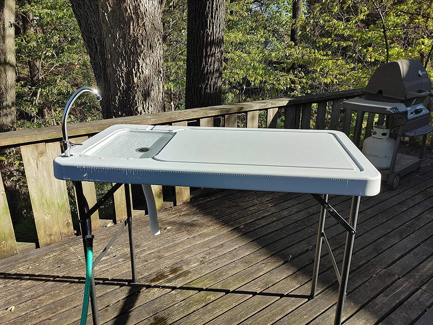Fish Cleaning Table Portable Folding Fish Cleaning Table with Sink and Sprayer Outdoor Sink Station with Hose Hook Up Camping Table with Sink Fish Fillet Hunting Table