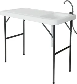 Fish Cleaning Table Portable Folding Fish Cleaning Table with Sink and Sprayer Outdoor Sink Station with Hose Hook Up Camping Table with Sink Fish Fillet Hunting Table