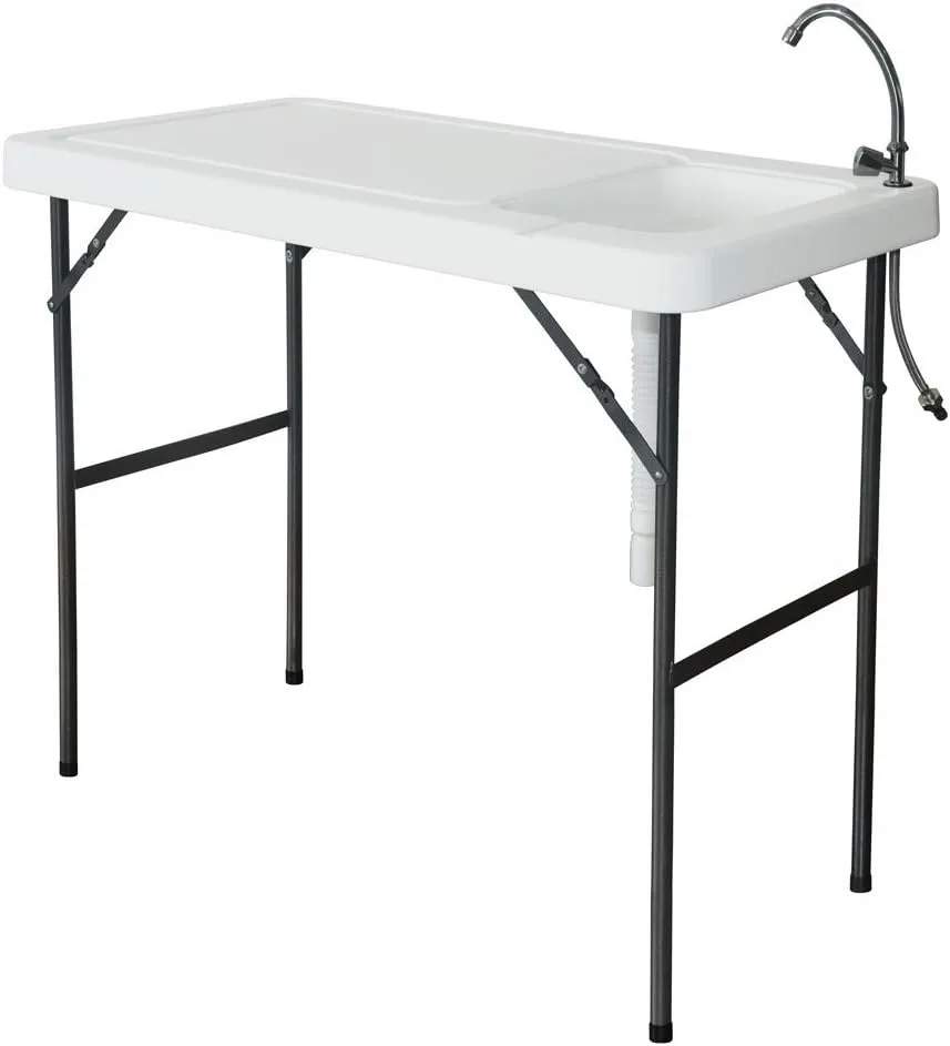 Fish Cleaning Table Portable Folding Fish Cleaning Table with Sink and Sprayer Outdoor Sink Station with Hose Hook Up Camping Table with Sink Fish Fillet Hunting Table