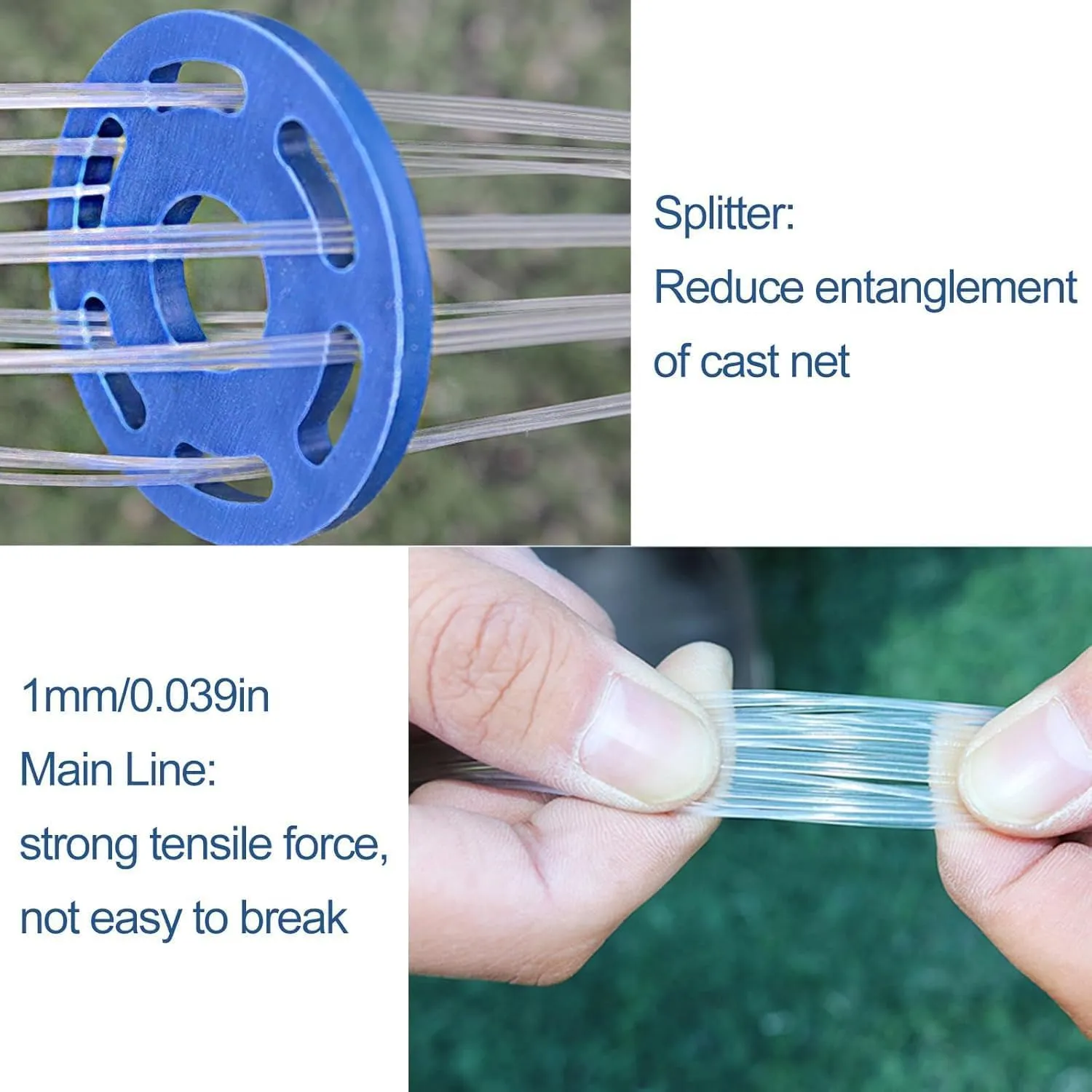 Fishing Net Cast Net Hand Fish Net Fish Trap Saltwater Fishing Gear Cast Nets for Fishing Casting Net Easy Throw with Ring and Chains- 4FT to 12FT Radius