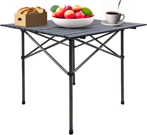 FixtureDisplays® 28.2 X 27.6 X 24.8" Outdoor Portable Quick Setup Table Indoor Outdoor Compact Aluminum Camping Table, BBQ and Picnic Easy Assembly Video Provided 15825-NF