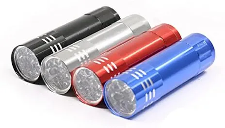 FixtureDisplays® 9 LED/80 lumens Aluminum Mini Flashlight Set (4-Pack) with Lanyard, Great for Camping Hiking Hunting Backpacking Fishing and Outdoor Use 16980-FBA