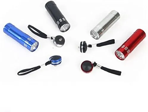FixtureDisplays® 9 LED/80 lumens Aluminum Mini Flashlight Set (4-Pack) with Lanyard, Great for Camping Hiking Hunting Backpacking Fishing and Outdoor Use 16980-FBA