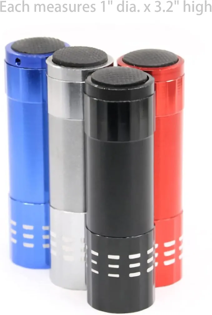 FixtureDisplays® 9 LED/80 lumens Aluminum Mini Flashlight Set (4-Pack) with Lanyard, Great for Camping Hiking Hunting Backpacking Fishing and Outdoor Use 16980-FBA