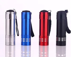 FixtureDisplays® 9 LED/80 lumens Aluminum Mini Flashlight Set (4-Pack) with Lanyard, Great for Camping Hiking Hunting Backpacking Fishing and Outdoor Use 16980-FBA
