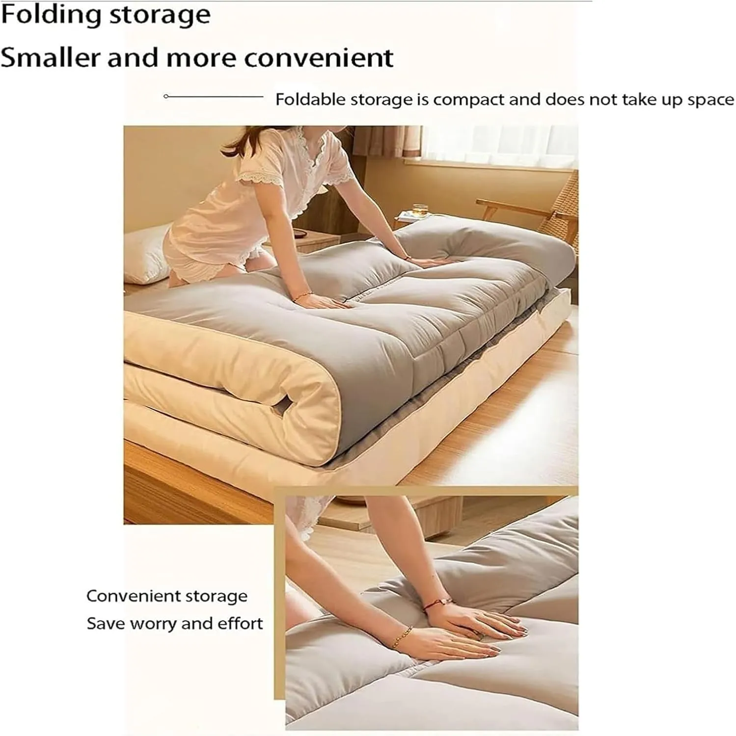 Floor Mattress，Camping Mattress， Extra Soft Mattress,Japanese Futon Mattress,Thick Folding Sleeping Pad,Portable Floor Mattresses,Lounger Guest Bed Camping Couch(B,Twin)